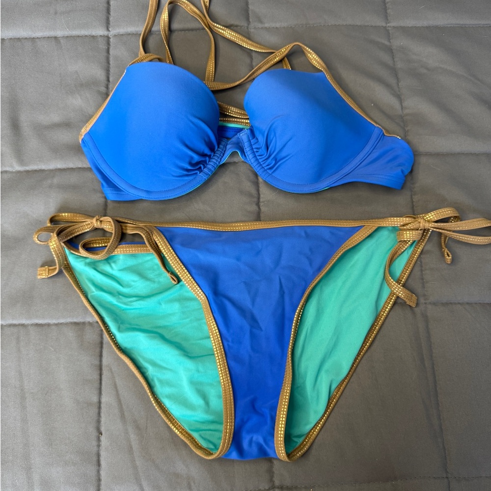 Aerie Blue and Gold Bikini